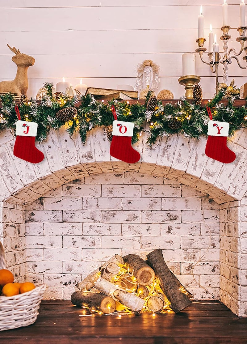 Heureppy Christmas Stockings Small Xmas English Letters Hanging Stockings Christmas Socks Double Sided Fireplace Hanging Stockings for Christmas Party Decoration New Year Party Gift Favors Supplies (Letter G) - Image 2